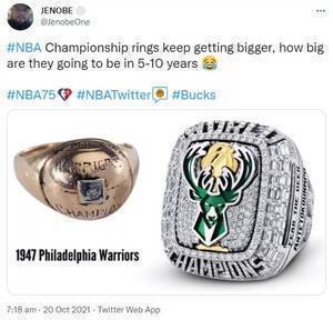 “雄鹿顶个球!”——一文看NBA总冠军戒指进化史