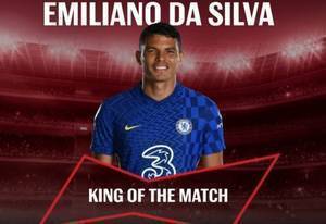 英超官方：蒂亚戈-席尔瓦当选切尔西VS水晶宫全场最佳球员